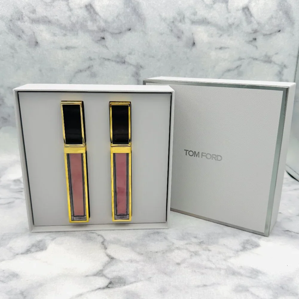 Tom Ford Gloss Luxe Moisturizing Lip Set-Inhibition & Sunrise Pink-2pc-BOXED-NEW